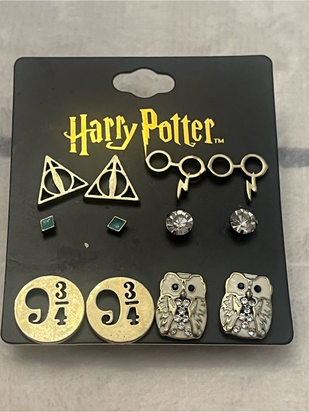 Warner Bros. Harry Potter Kids Earring Set - Gold, Silver, Black & Teal Accents